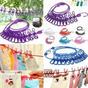 Portable Clothing Clothesline with 12 Clips